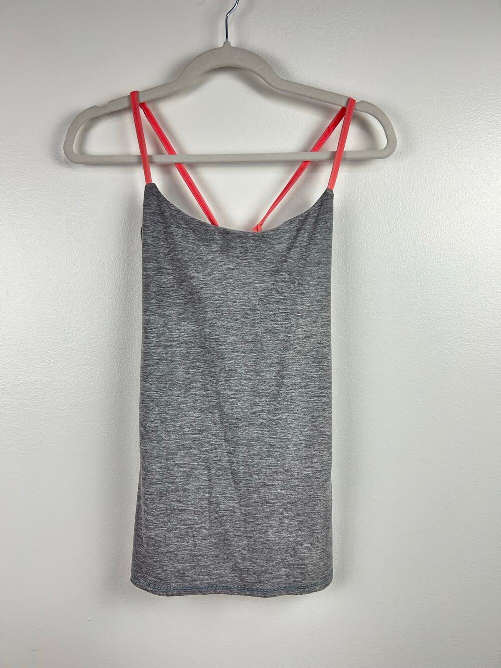 Lululemon Dancing Warrior Athletic Tank Gray Neon Coral Size 6